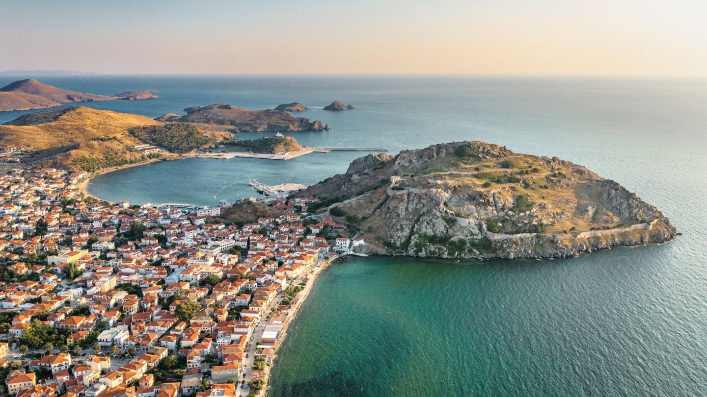 View of Myrina, Limnos island, Greece.