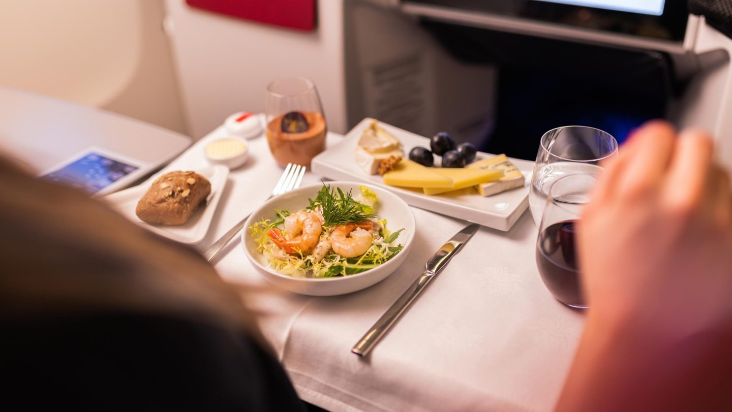 Menü mit Shrimps und Käse