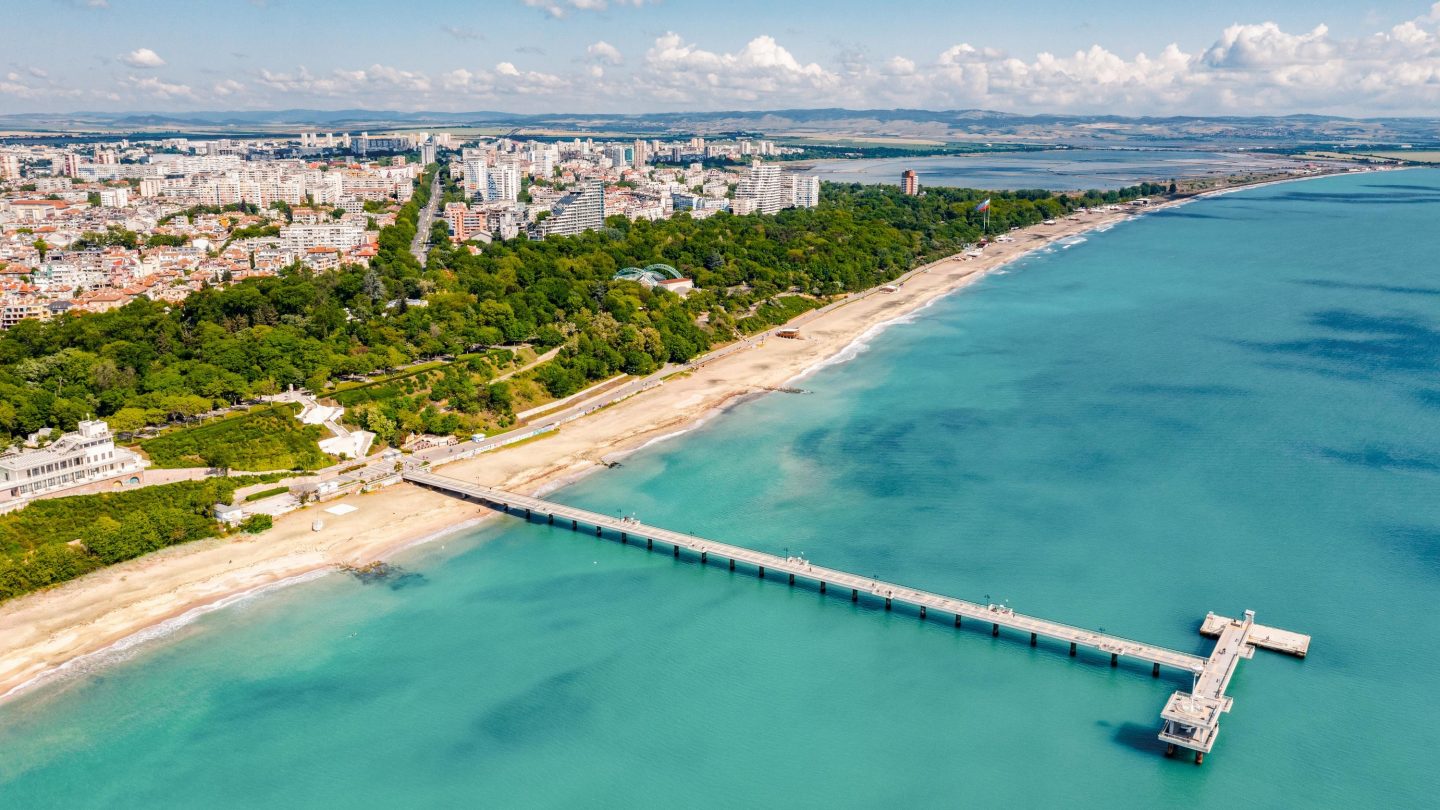 Aerial view of the pier of Burgas in Bulgaria