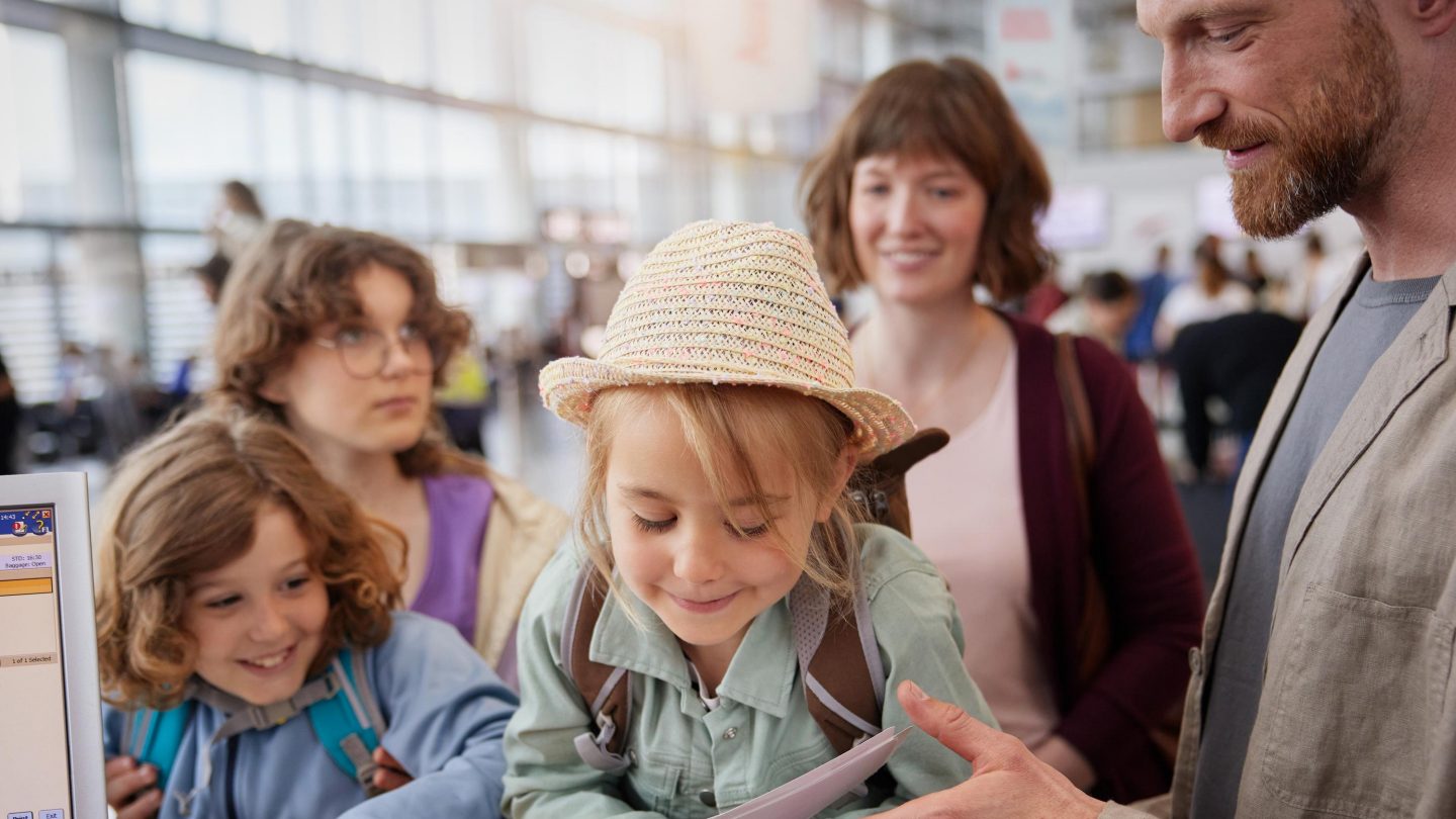 Family at check-in