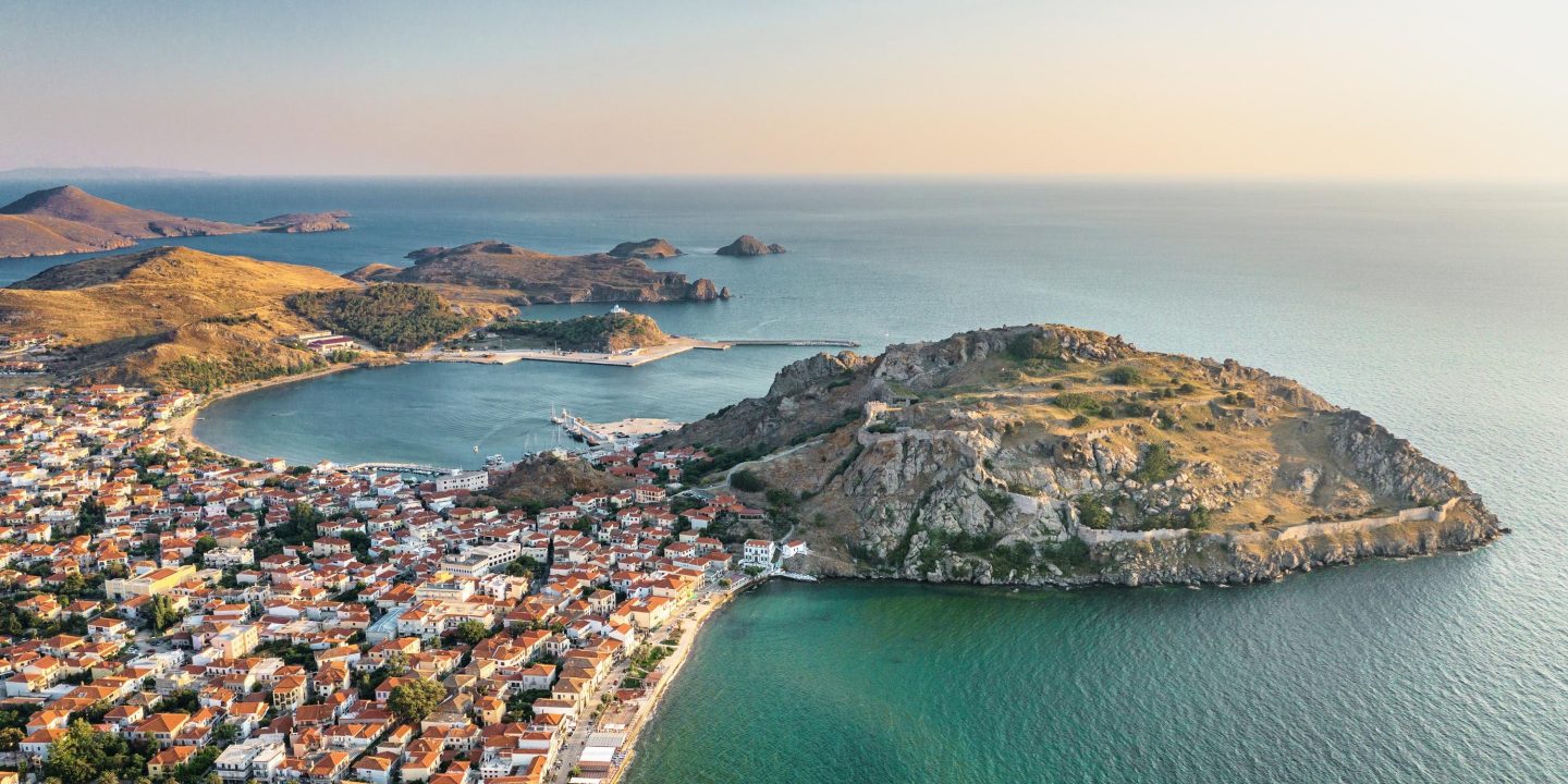 View of Myrina, Limnos island, Greece.