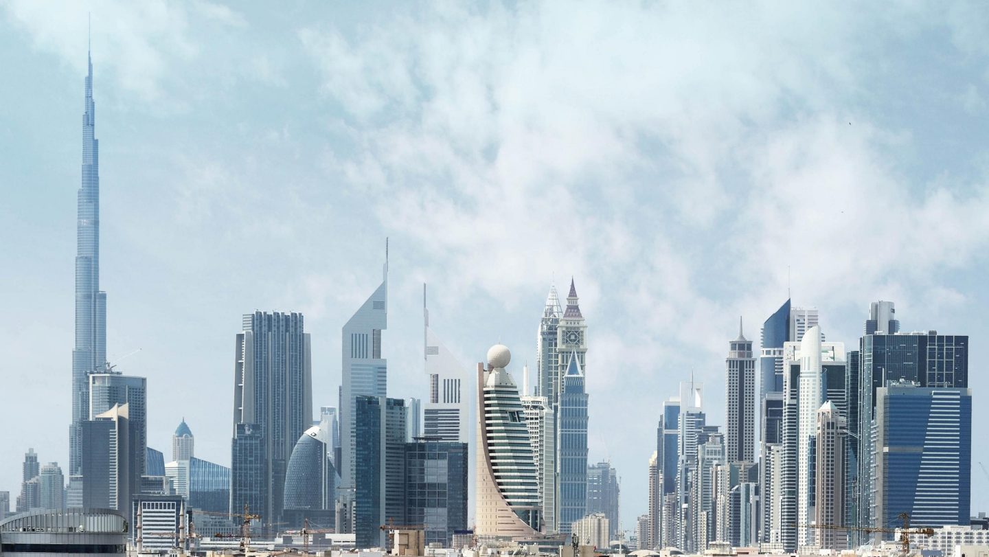 Dubai low and tall buildings, seen from old town