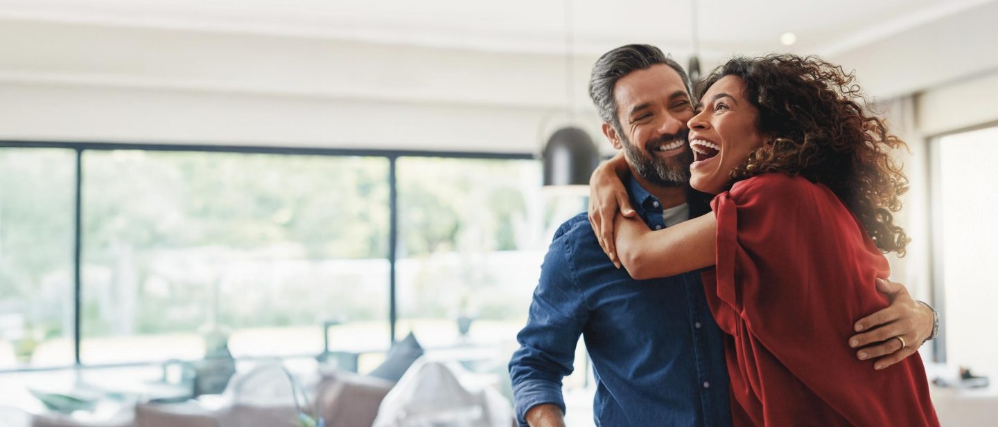 Two people sharing a warm embrace