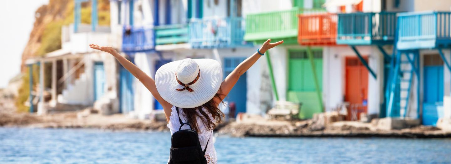 Greek town woman in Greece