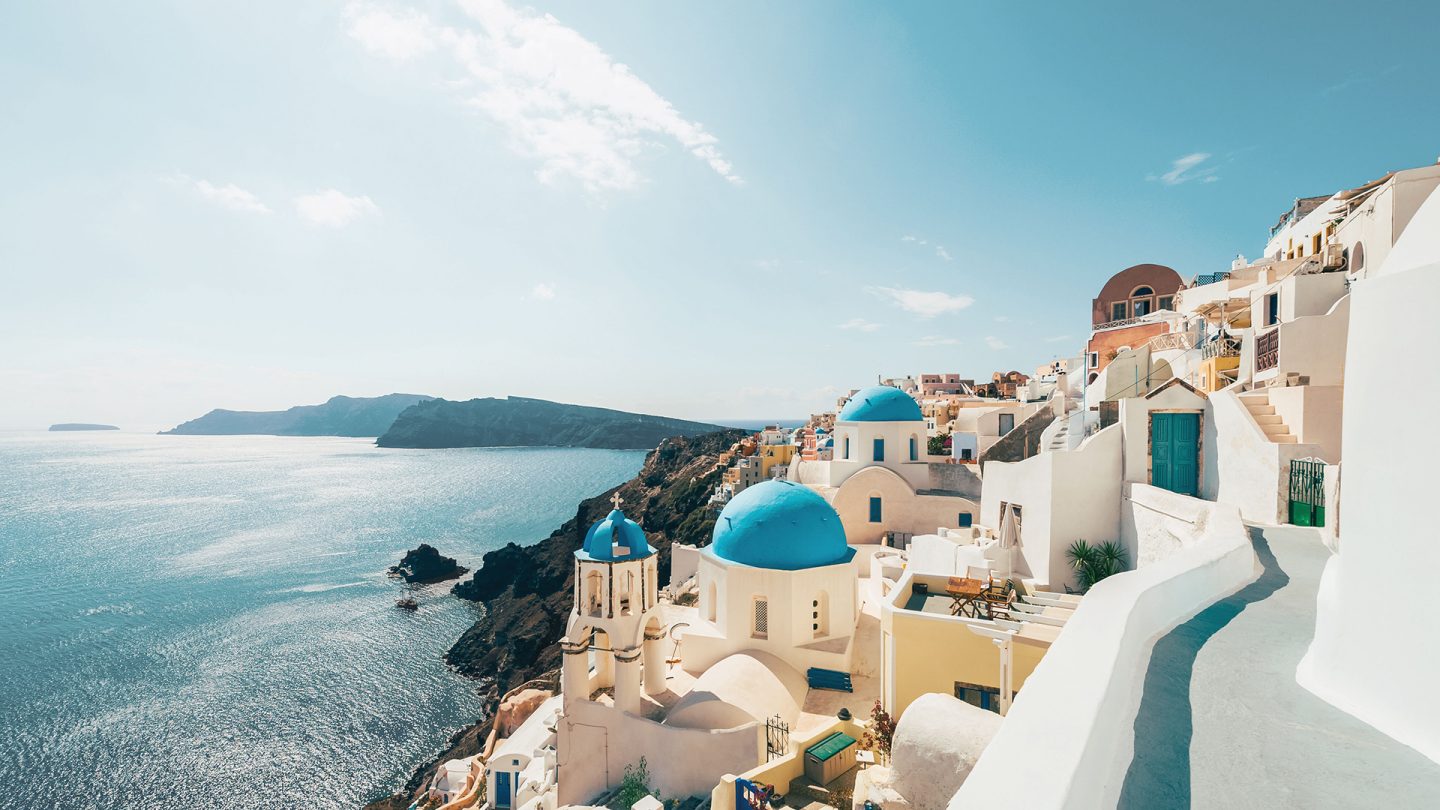 View on Santorini and the ocean