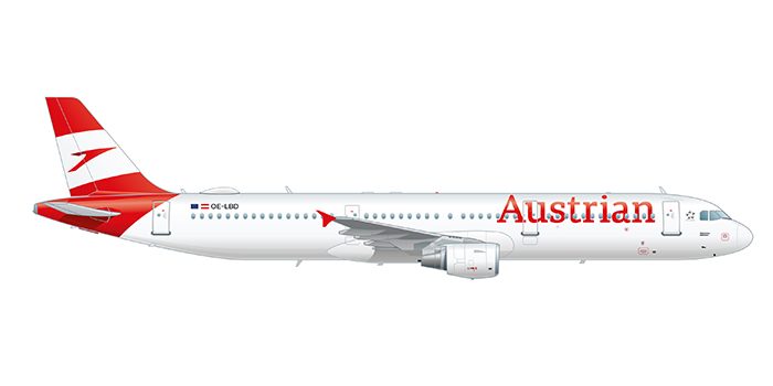 Side view of the Airbus 321-211 in Austrian design