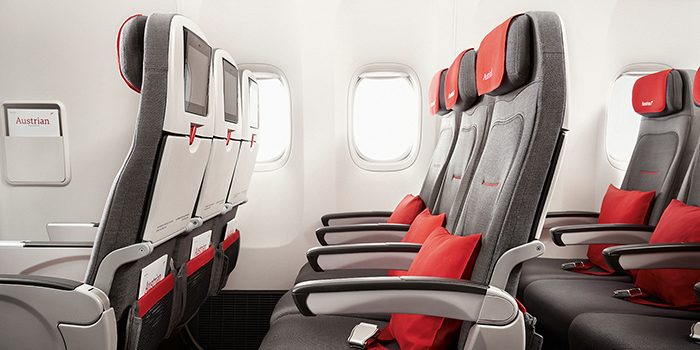 View of the seats in the Austrian Economy Class