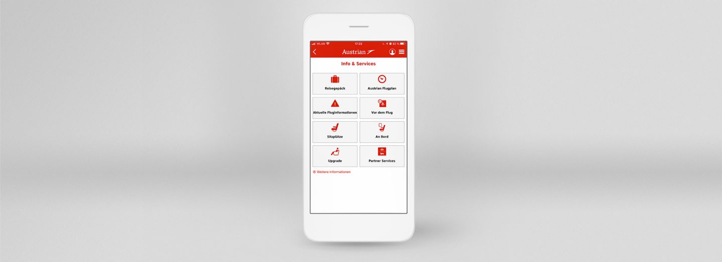 A smartphone where the Austrian app is opened