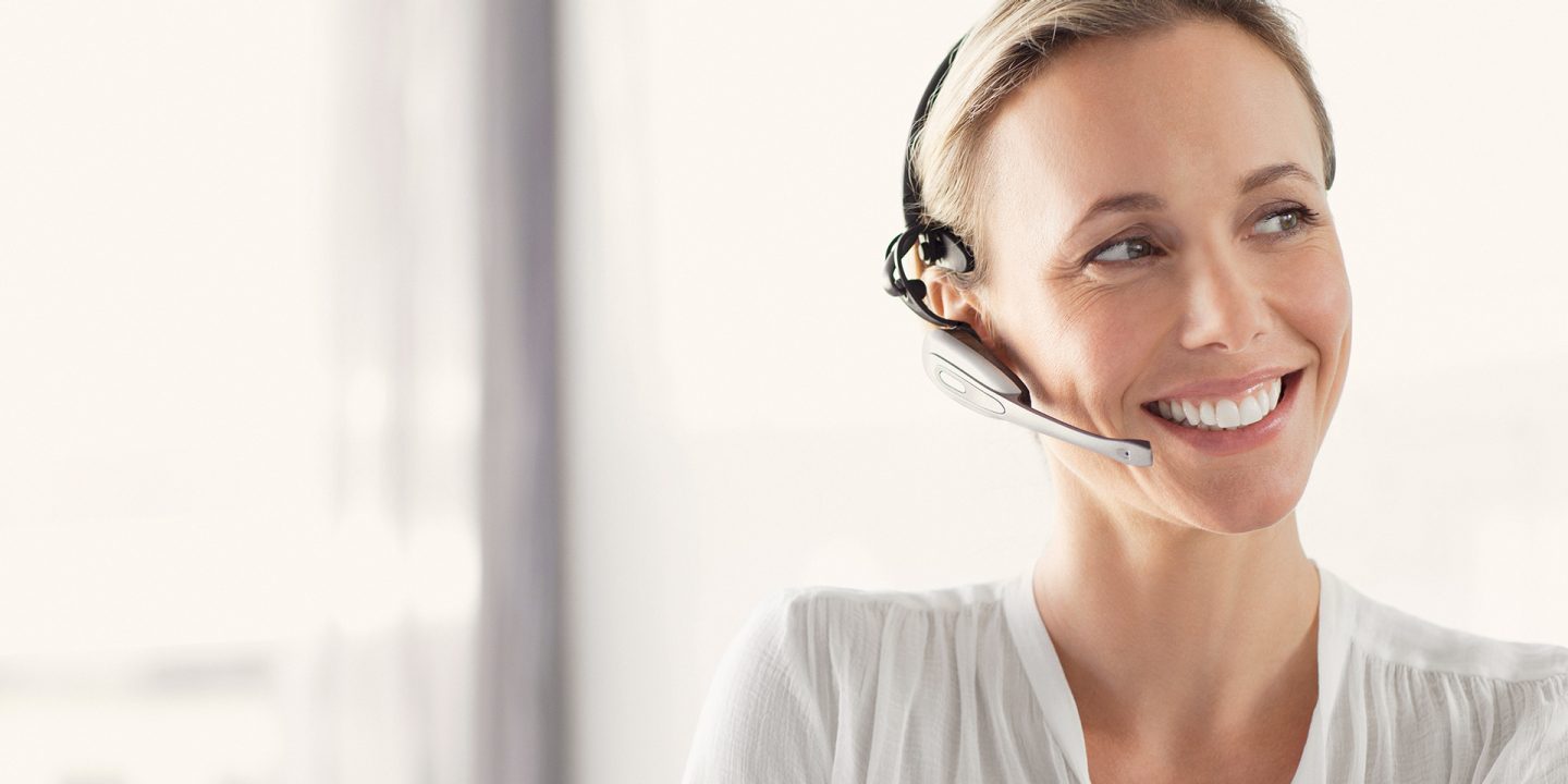 A service employee with a headset